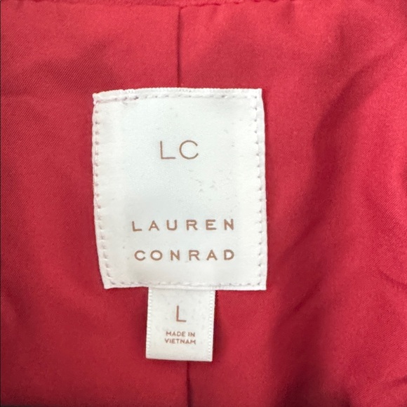 LC Lauren Conrad NWT Double Breasted Notch Collar Velvet Blazer Red Size Large - Picture 3 of 8